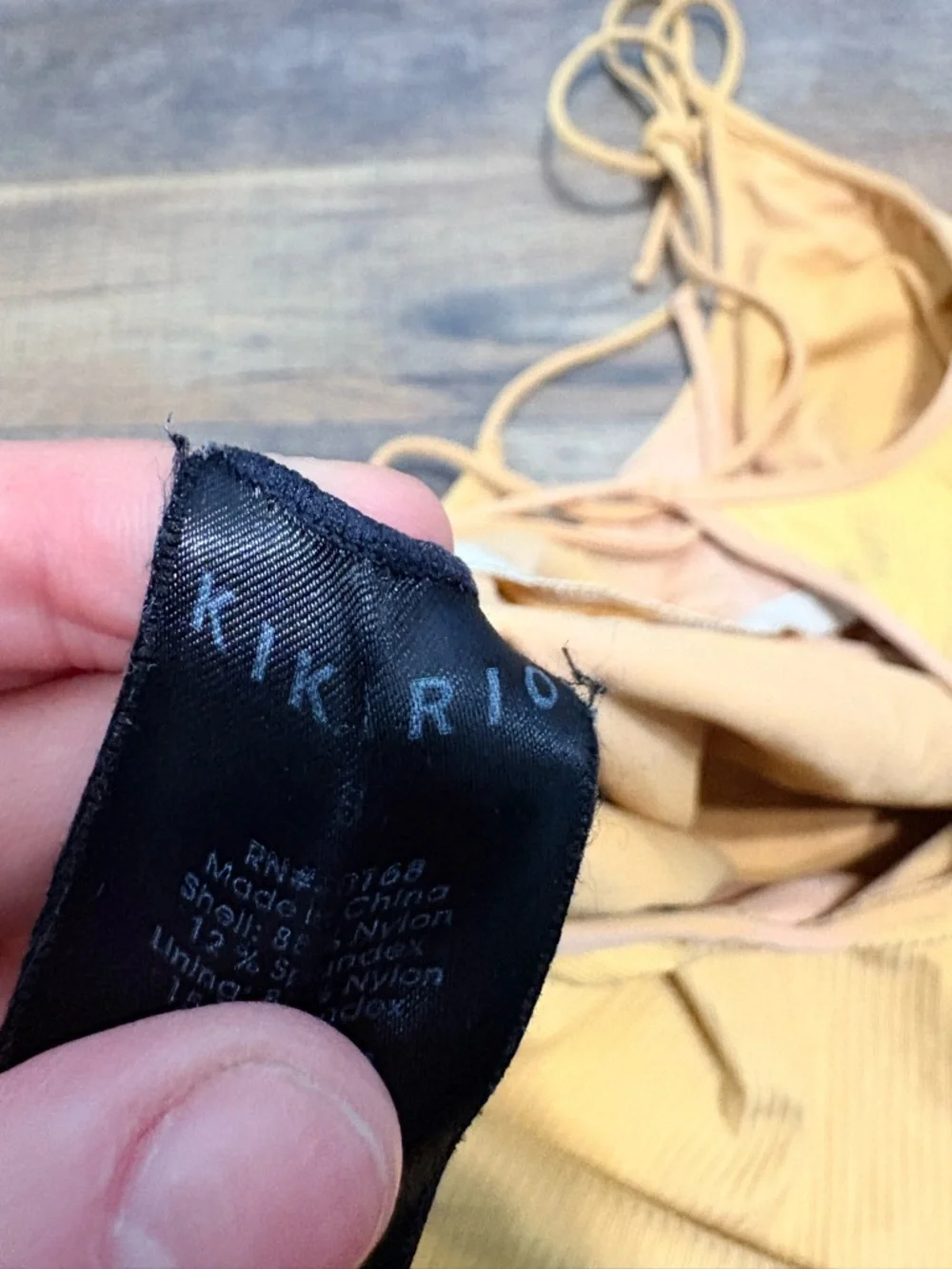 KIKIRIO Ribbed One Piece Mustard Yellow | Halter Tie Back Open Back Swim - Picture 5 of 5